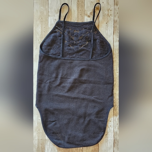 Intimately by Free People Solstice Lace Bodysuit  Ribbed Black M/L NWOT - Picture 2 of 6